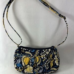Retired Vera Bradley Blue and Yellow Patterned Shoulder Bag